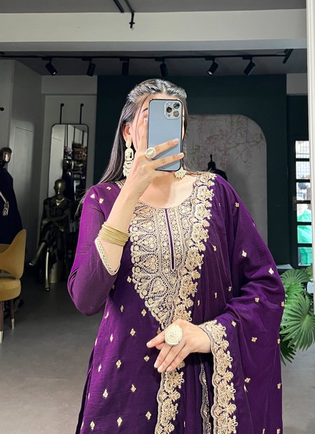 Purple Colour Top With Bottom Dupatta Ethnic Dress Wholesale Price In Surat NNK3035 